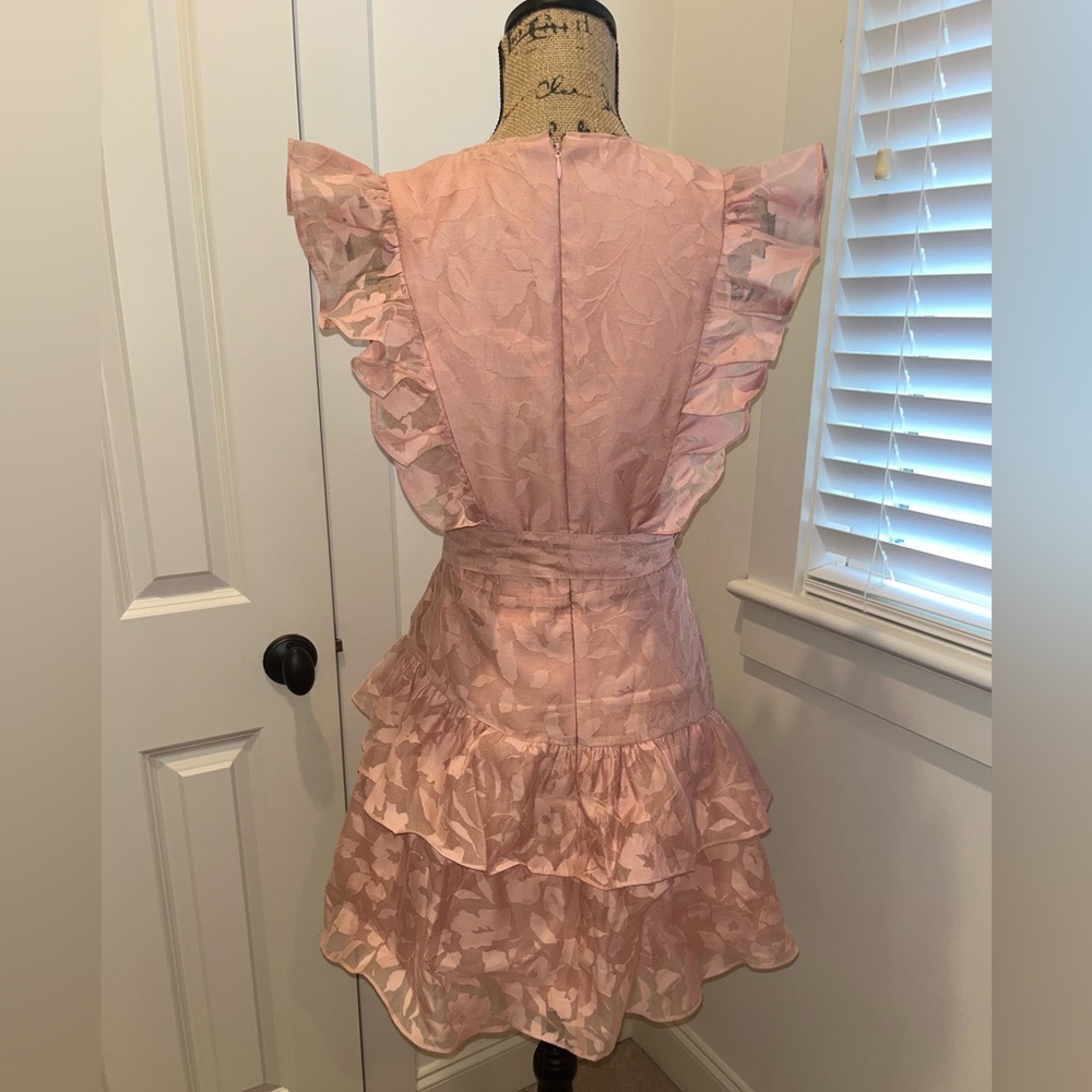 Laundry By Shelli Segal - Pink flutter-sleeve organza minidress - Picture 3 of 4